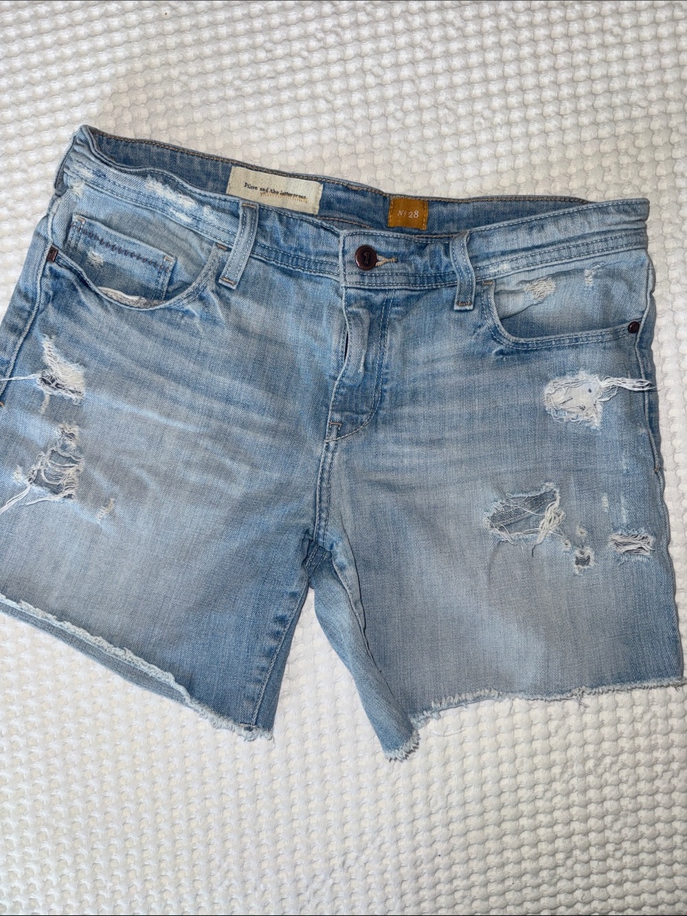 Pilcro Light Wash Distressed Denim Cutoff Shorts